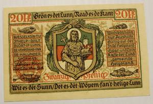 lot 3 image: April 1st, 1921 Germany Helgoland 20 Pfennig Very Rare Uncirculated Banknote