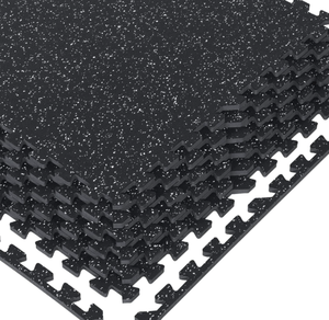 lot 417 image: 12 inch Thick 24 Sq Ft Rubber Top High Density EVA Foam Exercise Gym Mats 6 Pcs  24 x 24in