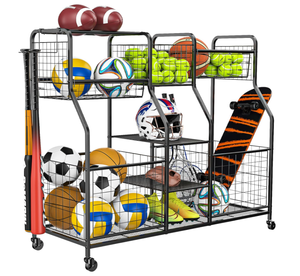 lot 423 image: Garage Sports Equipment Organizer, Ball Storage Rack