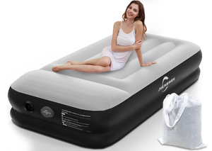 lot 255 image: Twin Air Mattress Built-in USB Pump Rechargeable Detachable