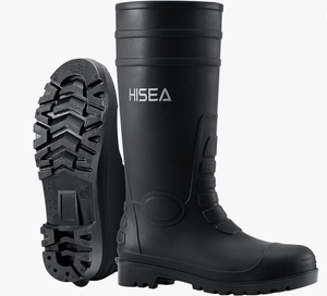 lot 263 image: SIZE 10 HISEA Mens Steel Toe Rain Boots PVC Rubber Boots