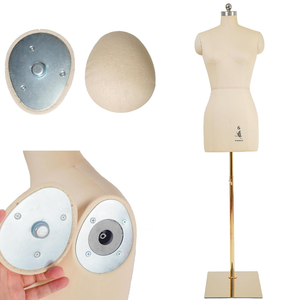 lot 301 image: Female Dress Model Torso Body Clothing Forms, Height Adjustable Stand. (Beige, 6)