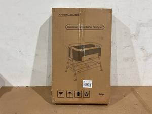 lot 107 image: ANGELBLISS Baby Bassinet Bedside Sleeper, Adjustable Height, Included Mattress (Beige)