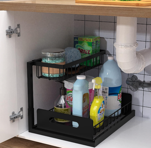 lot 164 image: Bukfen Under Sink Organizer, Pull Out Cabinet Organizer 2-Tier Slide Out Sliding Shelf Under Cabinet