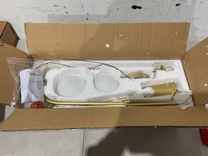 lot 468 image: Dufrene 2-Light Floor Lamp with Glass Shades - Brass