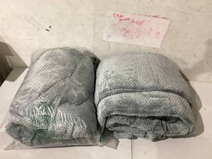 lot 393 image: LOT OF 2 Grey Fur Blankets