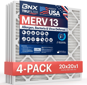 lot 479 image: BNX 20x20x1 MERV 13 Air Filter 4 Pack