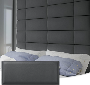 lot 492 image: Peel And Stick Headboard For Full in Gray, Pack of 6 Panels Sized 9.84 x 23.62
