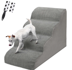 lot 547 image: 4 Tiers Dog Steps, Pet Stairs-High Density Foam Dog Ladder Ramp