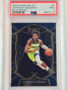 lot 3 image: Anthony Edwards Rookie 2020 Panini Select Blue Retail No. 61 PSA 9 Mint
