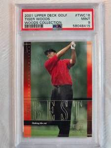 lot 11 image: Tiger Woods 2001 Upper Deck Golf Tiger Woods Collection No. TWC16 PSA 9 Mint