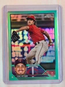 lot 18 image: Joe Ryan 2023 Topps Chrome Aqua Refractor No. 37 Numbered 151199