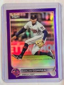 lot 21 image: Carlos Correa 2022 Topps Chrome Purple Refractor No. USC98