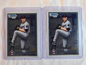 lot 24 image: Lot of 2 Liam Hendricks 1st Bowman Chrome Card No. BCP-183