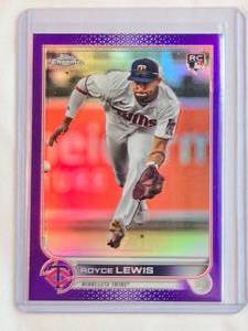 lot 37 image: Royce Lewis Rookie 2022 Topps Chrome Purple Refractor No. USC143