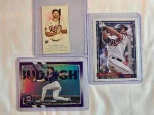 lot 39 image: Lot of 3 Alex Kirilloff Rookie Cards - Allen & Ginter MRD-13, Topps T92-29, Topps Chrome Bud Light USC11