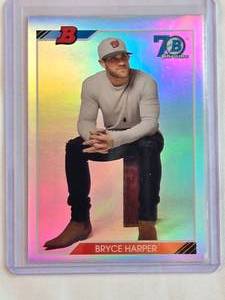 lot 44 image: Bryce Harper 2017 Bowman Chrome Refractor No. 92B-BH
