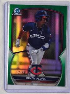 lot 57 image: Bryan Acuna 2023 Bowman Chrome Green Refractor No. BDC-39 Numbered 1299