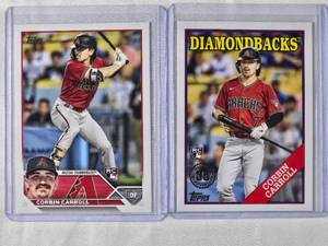 lot 63 image: Lot of 2 Corbin Carroll Rookie Cards - 2023 Topps Series Two No. 401, Topps 2T88-5