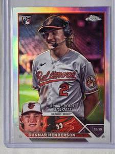 lot 72 image: Gunnar Henderson Rookie Refractor 2023 Topps Chrome USC208