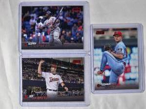 lot 86 image: Lot of 3 Twins Red SP 2023 Stadium Club - Kirby Puckett, Joe Mauer, Sonny Gray