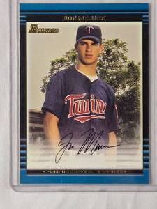 lot 100 image: Joe Mauer Rookie 2002 Bowman No. 379