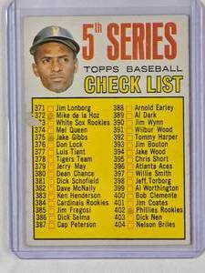 lot 130 image: Roberto Clement 1967 Topps Checklist No. 361