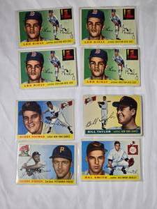 lot 133 image: Lot of 8 MLB Baseball Cards from 1955, 4 are Leo Kiely