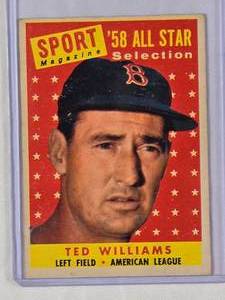 lot 137 image: Ted Williams 1958 Topps No. 485