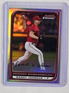 lot 141 image: Randy Johnson 2008 Bowman Chrome Refractor No. 175
