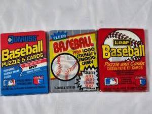 lot 147 image: Lot of 3 Unopened Wax Packs - 1989 Diamond Kings, 1989 Fleer, Leaf