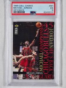 lot 158 image: Michael Jordan 1995 Collectors Choice Hes Back No. 1 PSA Graded 5 EX