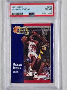 lot 159 image: Michael Jordan 1991 Fleer No. 220 PSA Graded 6 EX-MT