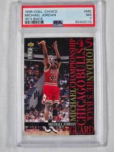 lot 160 image: Michael Jordan 1995 Collectors Choice Hes Back No. M2 PSA Graded 7 NM