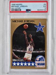 lot 161 image: Michael Jordan 1990 Hoops All-Star No. 5 PSA Graded 5 EX
