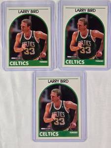 lot 197 image: Lot of 3 Larry Bird 1989 Hoops No. 150