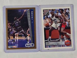 lot 200 image: Lot of 2 Shaquille ONeal Rookie Cards Fleer 92-93 No. 401, Upper Deck P43