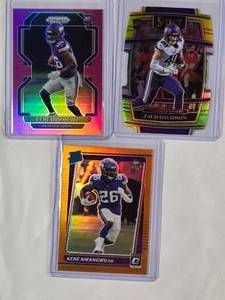 lot 241 image: Lot of 3 Vikings Rookie Cards Zach Davidson Select No. 95, Kene Nwangwu Pink Prizm No. 364, Kene Nwangwu Rated Rookie Prizm No. 233