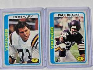 lot 257 image: Lot of 2 Vintage Vikings - Ron Yary 1978 Topps No. 430, Paul Krause 1978 TOpps No. 378