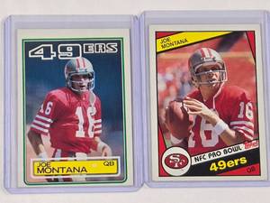 lot 298 image: Lot of 2 Joe Montana Cards 1983 Topps No. 169, 1984 Topps No. 358