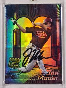 lot 2A image: Joe Mauer Rookie Blue Refractor On Card Auto 2012 Bowmans Best No. 110