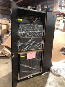 lot 26 image: Husky 4-Piece Heavy Duty Welded Steel Garage Storage System in Black (92 in. W x 81 in. H x 24 in. D) Customer Returns See Pictures