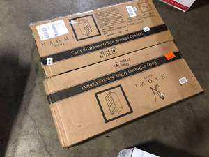 lot 18 image: Lot of 2  HOMESTOCK Gray, 6-Drawer 41 in. H x 16 in. W x 19 in. D Wooden File Storage Cabinets for Home Vertical File Cabinet  Customer Returns See Pictures