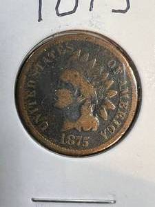 lot 08B image: 1875 US INDIAN HEAD CENT