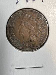 lot 37B image: 1907 US INDIAN HEAD CENT
