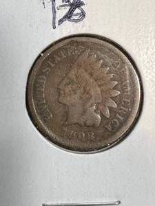 lot 38B image: 1908 US INDIAN HEAD CENT