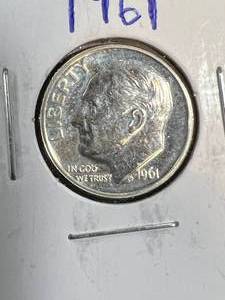 lot 60B image: 1961 US PROOF SILVER ROOSEVELT DIME