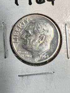 lot 63B image: 1964 US PROOF SILVER ROOSEVELT DIME