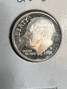 lot 68B image: 2008-S US PROOF SILVER ROOSEVELT DIME