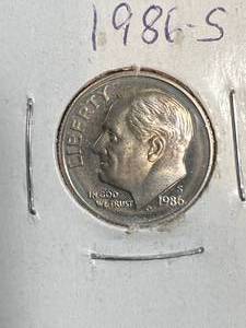 lot 82B image: 1986-S US PROOF  ROOSEVELT DIME